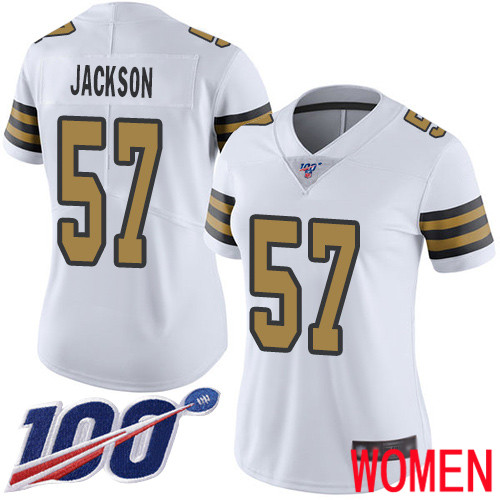 New Orleans Saints Limited White Women Rickey Jackson Jersey NFL Football #57 100th Season Rush Vapor Untouchable Jersey->youth nfl jersey->Youth Jersey